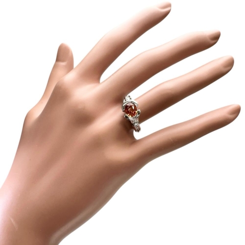 11号 スペサルティンガーネット 1.74ct ダイヤモンド 0.09ct リング・指輪 K18WGホワイトゴールド 18金 6.0g レディース【中古】【真子質店】【NN】【IIMaMa】