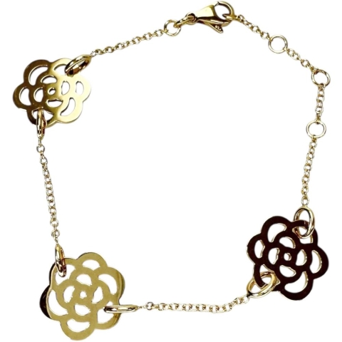 【CHANEL/シャネル】 カメリア コレクション ブレスレット K18ゴールド 18金 7.0g 17.5cm レディース【中古】【真子質店】【BL】【TMaSMi】