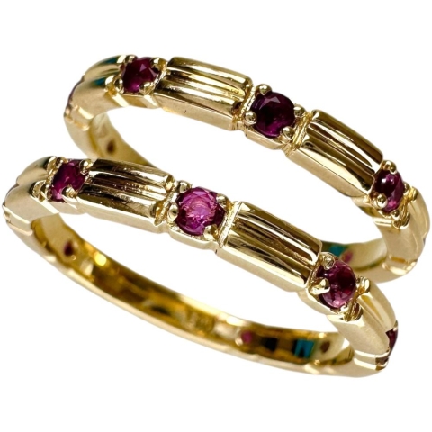 11.5号 2連合わせ/セット ルビー 0.41×2ct リング・指輪 K18ゴールド 18金 5.2g レディース【中古】【真子質店】【NN】【MiYx】