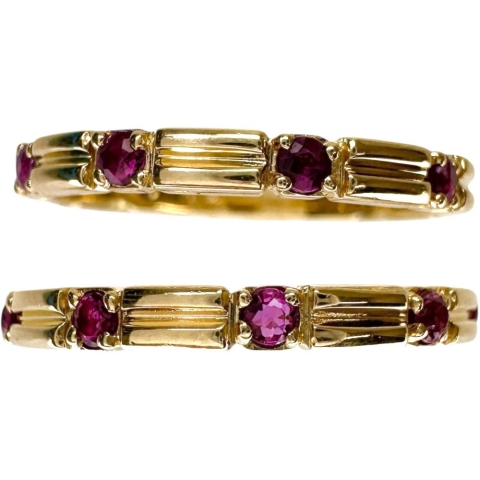 11.5号 2連合わせ/セット ルビー 0.41×2ct リング・指輪 K18ゴールド 18金 5.2g レディース【中古】【真子質店】【NN】【MiYx】