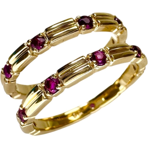 11.5号 2連合わせ/セット ルビー 0.41×2ct リング・指輪 K18ゴールド 18金 5.2g レディース【中古】【真子質店】【NN】【MiYx】