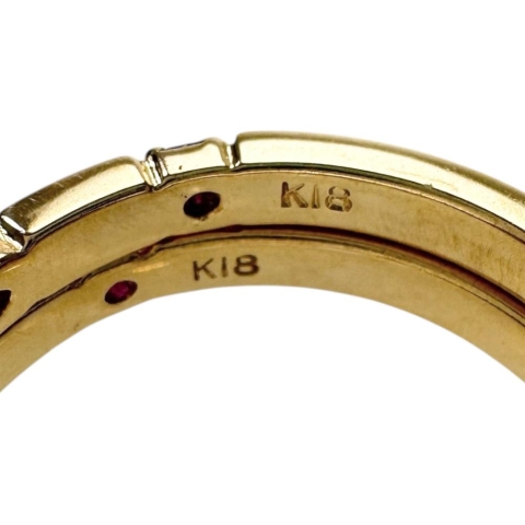 11.5号 2連合わせ/セット ルビー 0.41×2ct リング・指輪 K18ゴールド 18金 5.2g レディース【中古】【真子質店】【NN】【MiYx】