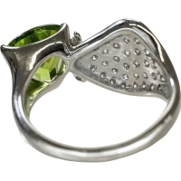 12号 ペリドット 3.43ct ダイヤモンド 0.91ct リング・指輪 K18WGホワイトゴールド 18金 6.6g レディース【中古】【真子質店】【NN】【IDDI】