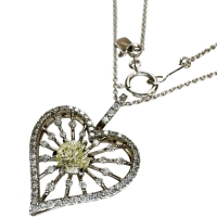 ハートモチーフ ダイヤモンド(推定L-I1) 0.510ct その他ダイヤモンド 0.36ct ネックレス K18WGホワイトゴールド 18金 4.1g 45cm レディース【中古】【真子質店】【NN】【SSx】