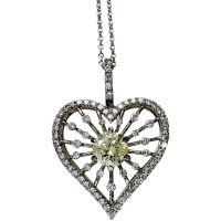 ハートモチーフ ダイヤモンド(推定L-I1) 0.510ct その他ダイヤモンド 0.36ct ネックレス K18WGホワイトゴールド 18金 4.1g 45cm レディース【中古】【真子質店】【NN】【SSx】