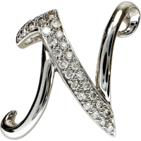 Nモチーフ ダイヤモンド 0.32ct ペンダントトップ K18WGホワイトゴールド 18金 4.0g レディース【中古】【真子質店】【NN】【MixMa】