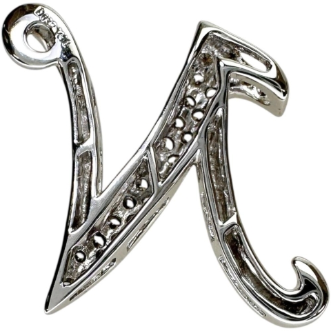 Nモチーフ ダイヤモンド 0.32ct ペンダントトップ K18WGホワイトゴールド 18金 4.0g レディース【中古】【真子質店】【NN】【MixMa】