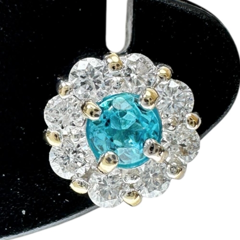 パライバトルマリン 0.092/0.085ct ダイヤモンド 0.17/0.17 ct ピアス K18WGホワイトゴールド 18金 1.2g レディース【中古】【真子質店】【NN】【MiMoMi】