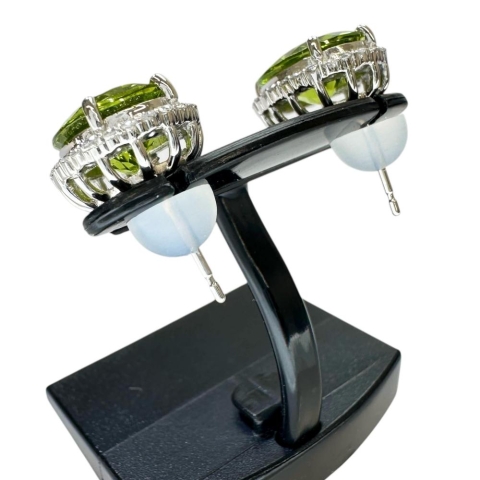 ペリドット 3.34/3.33ct ダイヤモンド 0.20×2ct ピアス Pt950プラチナ 6.9g レディース【中古】【真子質店】【NN】【IxxI】