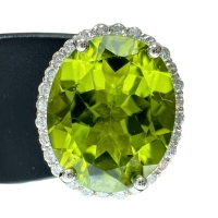 ペリドット 3.34/3.33ct ダイヤモンド 0.20×2ct ピアス Pt950プラチナ 6.9g レディース【中古】【真子質店】【NN】【IxxI】