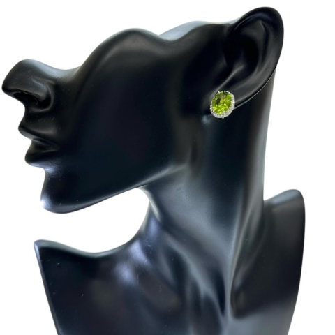 ペリドット 3.34/3.33ct ダイヤモンド 0.20×2ct ピアス Pt950プラチナ 6.9g レディース【中古】【真子質店】【NN】【IxxI】