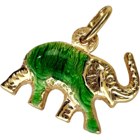 象モチーフ エナメル ペンダントトップ K18ゴールド 18金 1.4g レディース【中古】【真子質店】【NN】【TKMo】