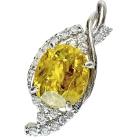 スフェーン 2.97ct ダイヤモンド 0.23ct ペンダントトップ Pt900プラチナ 3.5g レディース【中古】【真子質店】【NN】【YTK】