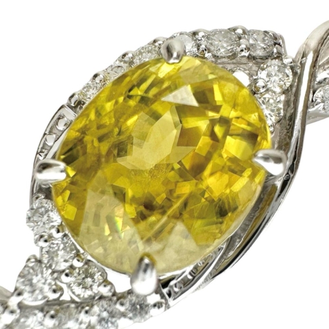 スフェーン 2.97ct ダイヤモンド 0.23ct ペンダントトップ Pt900プラチナ 3.5g レディース【中古】【真子質店】【NN】【YTK】