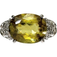 15.5号 スフェーン 3.65ct ダイヤモンド 0.09ct リング・指輪 Pt900プラチナ 6.6g レディース【中古】【真子質店】【NN】【KMiI】