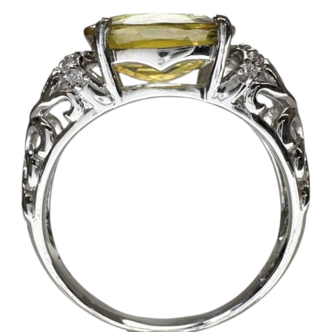 15.5号 スフェーン 3.65ct ダイヤモンド 0.09ct リング・指輪 Pt900プラチナ 6.6g レディース【中古】【真子質店】【NN】【KMiI】