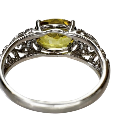 15.5号 スフェーン 3.65ct ダイヤモンド 0.09ct リング・指輪 Pt900プラチナ 6.6g レディース【中古】【真子質店】【NN】【KMiI】