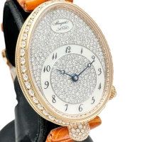【Breguet/ブレゲ】 8938BR クイーンオブネイプルズ フルダイヤ 裏スケルトン 腕時計 K18PGピンクゴールド/レザー/ダイヤモンド 自動巻き/オートマ シルバー文字盤/オレンジレザーベルト レディース【中古】【真子質店】【BL】【MaIKxx】