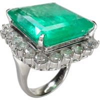 ★★最終特価品 10号 エメラルド 29.18ct ダイヤモンド 3.31ct リング・指輪 Pt900プラチナ 25.1g レディース【中古】【真子質店】【NN】【TTxxx】
