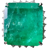 ★★最終特価品 10号 エメラルド 29.18ct ダイヤモンド 3.31ct リング・指輪 Pt900プラチナ 25.1g レディース【中古】【真子質店】【NN】【TTxxx】