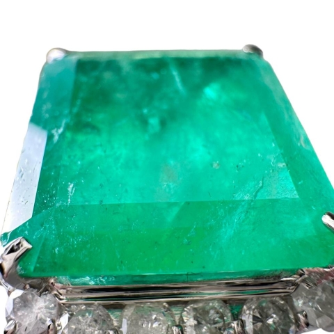 ★★最終特価品 10号 エメラルド 29.18ct ダイヤモンド 3.31ct リング・指輪 Pt900プラチナ 25.1g レディース【中古】【真子質店】【NN】【TTxxx】