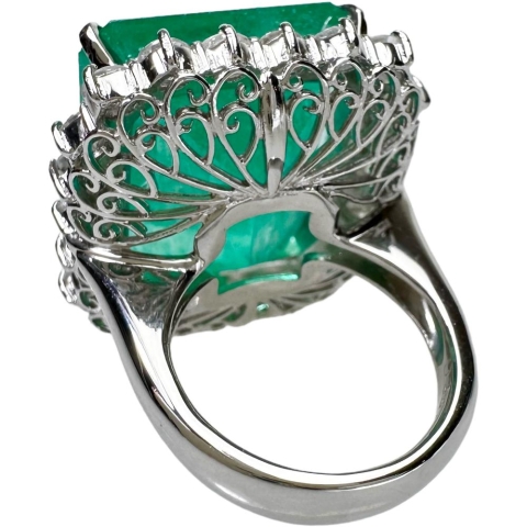 ★★最終特価品 10号 エメラルド 29.18ct ダイヤモンド 3.31ct リング・指輪 Pt900プラチナ 25.1g レディース【中古】【真子質店】【NN】【TTxxx】