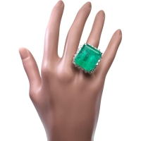 ★★最終特価品 10号 エメラルド 29.18ct ダイヤモンド 3.31ct リング・指輪 Pt900プラチナ 25.1g レディース【中古】【真子質店】【NN】【TTxxx】