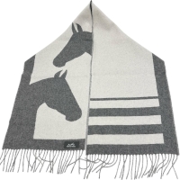 【HERMES/エルメス】 マフラー マフラー カシミヤ グレー   ユニセックス【中古】【真子質店】【GD】【DMax】