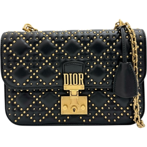 【Christian Dior/クリスチャンディオール】 アディクト スタッズ チェーンショルダー ショルダーバッグ レザー ブラックレザー/ゴールド金具 レディース【中古】【真子質店】【BL】【IxTMa】