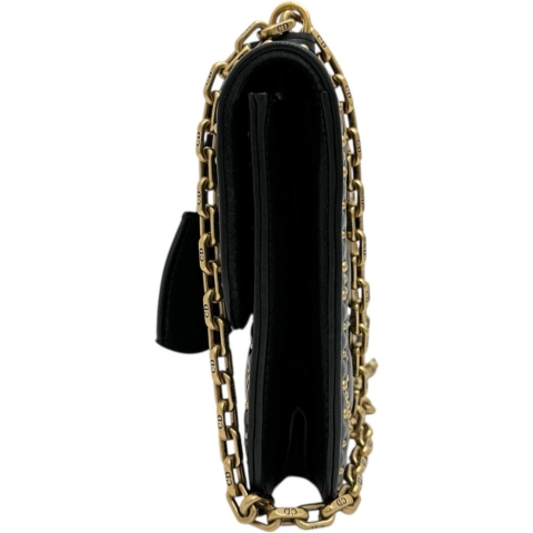 【Christian Dior/クリスチャンディオール】 アディクト スタッズ チェーンショルダー ショルダーバッグ レザー ブラックレザー/ゴールド金具 レディース【中古】【真子質店】【BL】【IxTMa】