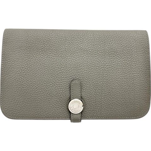 【HERMES/エルメス】 ドゴン デュオGM  長財布 B刻印（2023年製） レザー/トゴ グレー（グリメイヤー）/シルバー金具 レディース【中古】【真子質店】【BL】【IDxx】