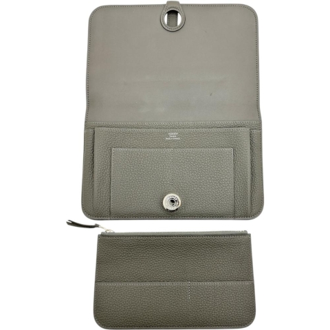 【HERMES/エルメス】 ドゴン デュオGM  長財布 B刻印（2023年製） レザー/トゴ グレー（グリメイヤー）/シルバー金具 レディース【中古】【真子質店】【BL】【IDxx】