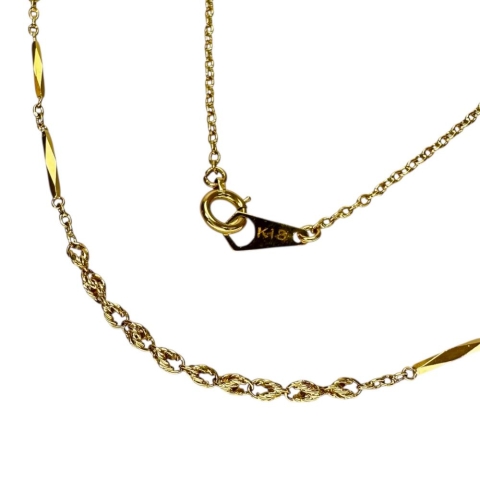 切子デザイン ネックレス K18ゴールド 18金 3.9g 41cm レディース