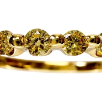 14号 天然イエローダイヤモンド 0.30ct リング・指輪 K18ゴールド 18金 2.4g レディース【中古】【真子質店】【NN】【SxT】
