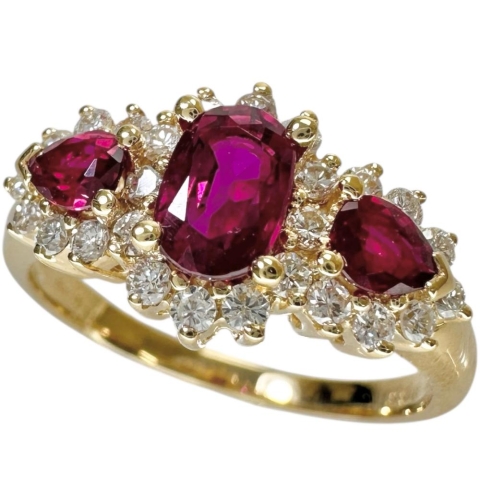 13号 ルビー 0.98ct ダイヤモンド 0.38ct リング・指輪 K18ゴールド 18金 4.1g レディース【中古】【真子質店】【NN】【IxMoY】