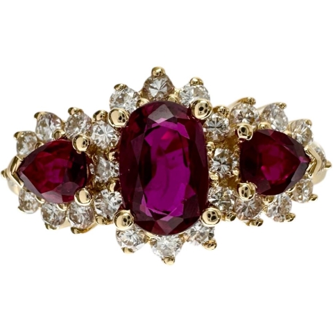 13号 ルビー 0.98ct ダイヤモンド 0.38ct リング・指輪 K18ゴールド 18金 4.1g レディース【中古】【真子質店】【NN】【IxMoY】