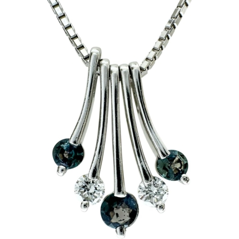 アレキサンドライト 0.28ct ダイヤモンド 0.16ct ネックレス Pt900プラチナ/Pt850プラチナ 7.0g 43cm レディース【中古】【真子質店】【NN】【KKx】