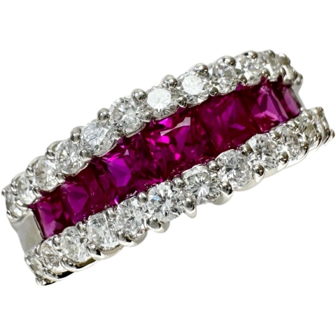 12号 ルビー 0.98ct ダイヤモンド 0.65ct リング・指輪 Pt900プラチナ 7.5g レディース【中古】【真子質店】【NN】【IxKMi】