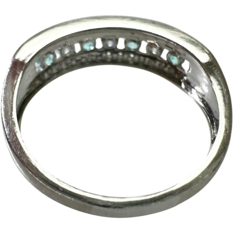 13号 パライバトルマリン 0.12ct ダイヤモンド 0.32ct リング・指輪 Pt900プラチナ 4.3g レディース【中古】【真子質店】【NN】【MoYI】