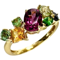 13.5号 マルチカラーガーネット/アレキサンドライト 計1.90ct リング・指輪 K18ゴールド 18金 3.2g レディース【中古】【真子質店】【NN】【KST】