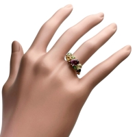 13.5号 マルチカラーガーネット/アレキサンドライト 計1.90ct リング・指輪 K18ゴールド 18金 3.2g レディース【中古】【真子質店】【NN】【KST】