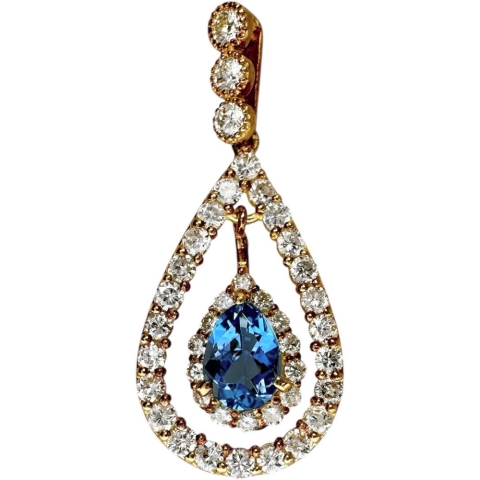 アクアマリン(サンタマリア) 0.49ct ダイヤモンド 0.74ct ペンダントトップ K18ゴールド 18金 1.7g レディース【中古】【真子質店】【NN】【MoMaS】