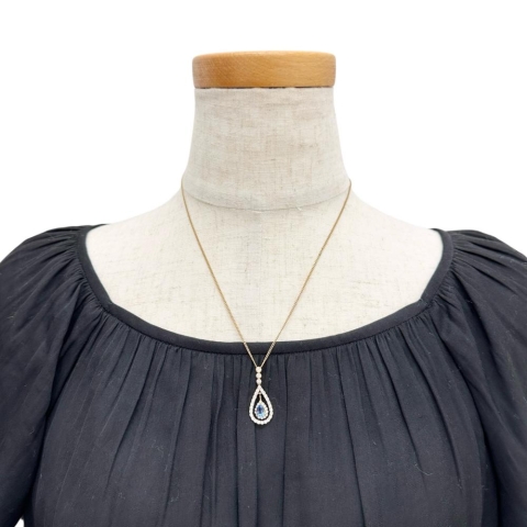 アクアマリン(サンタマリア) 0.49ct ダイヤモンド 0.74ct ペンダントトップ K18ゴールド 18金 1.7g レディース【中古】【真子質店】【NN】【MoMaS】