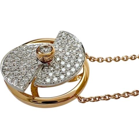 【ラソマ】 スイング  ダイヤモンド 0.65ct ネックレス K18PGピンクゴールド 18金/K18WGホワイトゴールド 18金 8.3g 52cm レディース【中古】【真子質店】【NN】【IYMiMa】