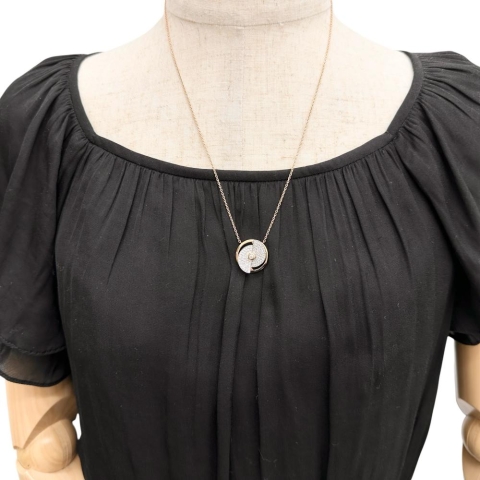 【ラソマ】 スイング  ダイヤモンド 0.65ct ネックレス K18PGピンクゴールド 18金/K18WGホワイトゴールド 18金 8.3g 52cm レディース【中古】【真子質店】【NN】【IYMiMa】