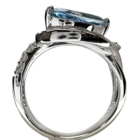 12.5号 アクアマリン(サンタマリアカラー) 1.62ct ダイヤモンド 0.37ct リング・指輪 Pt900プラチナ 8.6g レディース【中古】【真子質店】【NN】【IMaKMo】