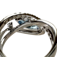 12.5号 アクアマリン(サンタマリアカラー) 1.62ct ダイヤモンド 0.37ct リング・指輪 Pt900プラチナ 8.6g レディース【中古】【真子質店】【NN】【IMaKMo】
