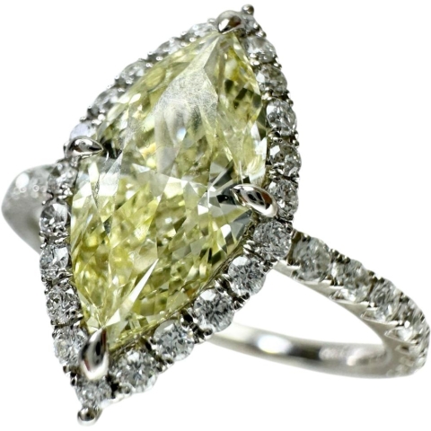 12号 ダイヤモンド(推定ファンシーイエロー-SI2程度) 1.226ct ダイヤモンド 0.43ct リング・指輪 Pt900プラチナ 3.1g レディース【中古】【真子質店】【NN】【IKYx】