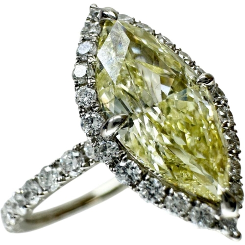 12号 ダイヤモンド(推定ファンシーイエロー-SI2程度) 1.226ct ダイヤモンド 0.43ct リング・指輪 Pt900プラチナ 3.1g レディース【中古】【真子質店】【NN】【IKYx】