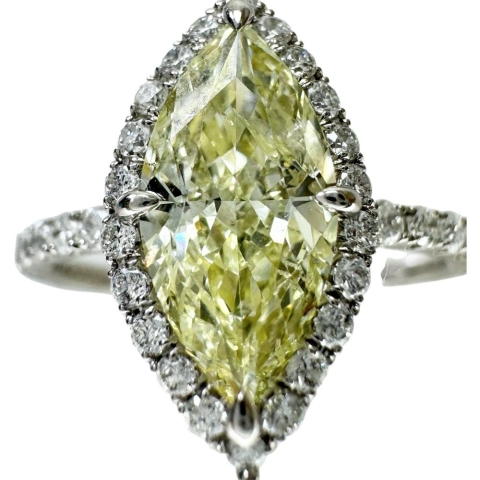 12号 ダイヤモンド(推定ファンシーイエロー-SI2程度) 1.226ct ダイヤモンド 0.43ct リング・指輪 Pt900プラチナ 3.1g レディース【中古】【真子質店】【NN】【IKYx】